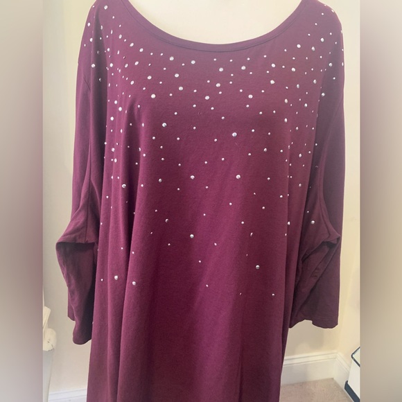 Catherines two top buy! Size 3X. One is black, other purple. Beaded in front - Picture 2 of 10